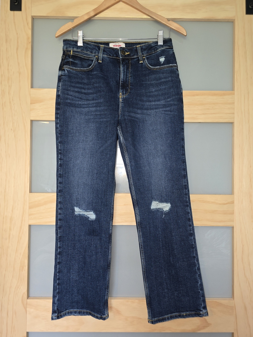 Wrangler Dark Blue Distressed Cropped Jeans